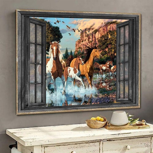 Horse 3D painting decor Mallard HA0500 TNT Poster Canvas Art, Toptrendygear Framed Matte Canvas Prints