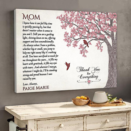 Personalized Gifts Thank You For Everything Thanks Mom Print Print Mother Day Poster Canvas Art, Toptrendygear Framed Matte Canvas Prints