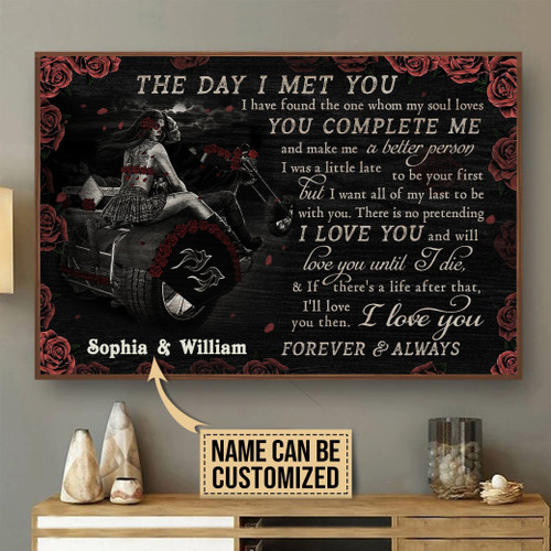 Personalized Bespoke Custom Meaningful Gift Motor Skull The Day I Met You  Poster Canvas Art, Toptrendygear Framed Matte Canvas Prints