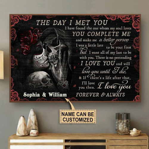 Personalized Bespoke Custom Meaningful Gift Skull The Day I Met You  Poster Canvas Art, Toptrendygear Framed Matte Canvas Prints