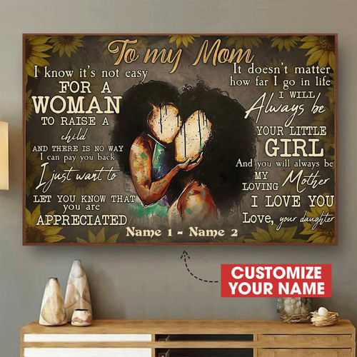 To my mom Black woman personalized customized painting art gift idea Poster Canvas Art, Toptrendygear Framed Art Prints