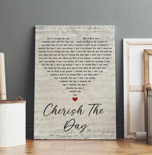 Cherish the Day Sade Song Lyrics Heart Shape Canvas Gallery Painting Wrapped Canvas Framed Gift Idea
