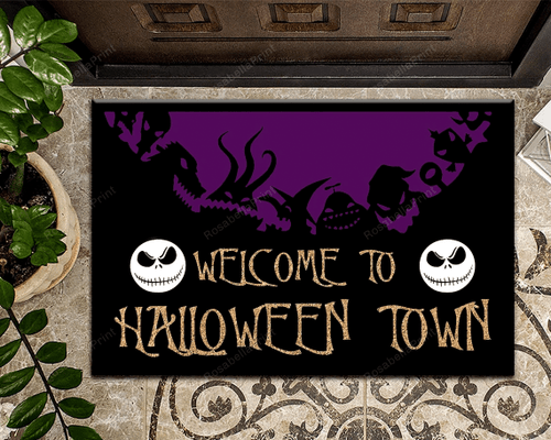 Welcome To Halloween Town Doormat, Halloween Doormat, Fall Doormat, Horror Welcome Mat, Horror Movie Decor, Fall Decor, Halloween Decor Indoor Outdoor Floormat Doormats