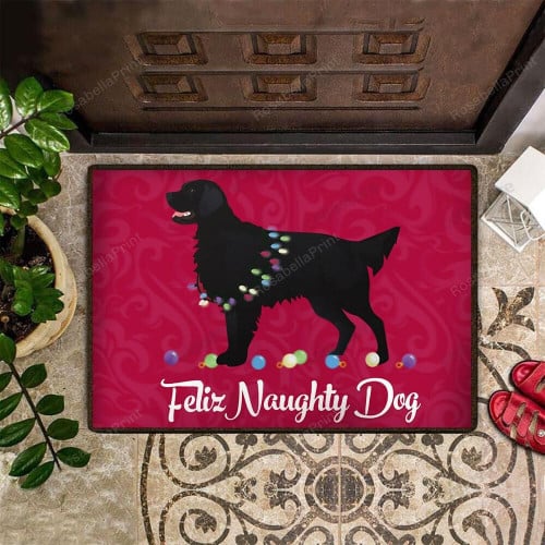 Feliz Naughty Dog Doormat Adorable Golden Retriever Welcome Door Mat Indoor Decor Xmas Gift
