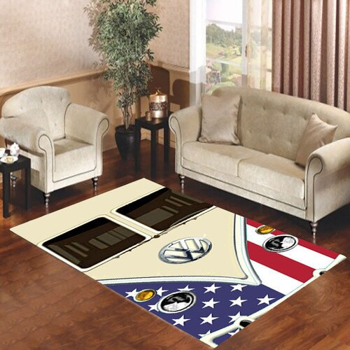 American Vw Retro Bus Area Rugs For Living Room Rectangle Rug Bedroom Rugs Carpet Flooring Gift RS133217