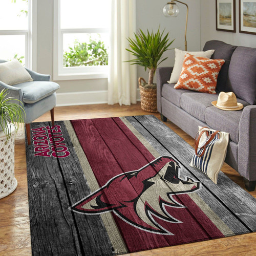 Arizona Coyotes Nhl Team Logo Wooden Style Area Rugs For Living Room Rectangle Rug Bedroom Rugs Carpet Flooring Gift RS133598