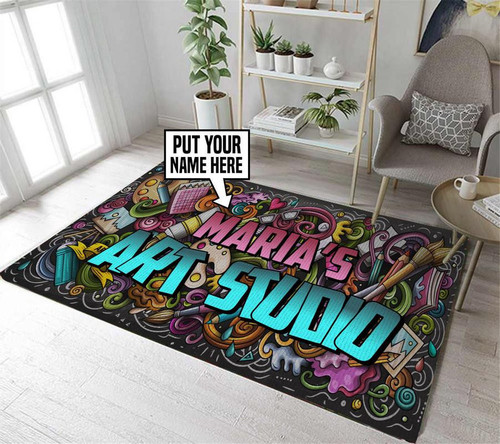 Personalized Art Studio Area Rug Carpet Vintage Home Decor Gift Idea