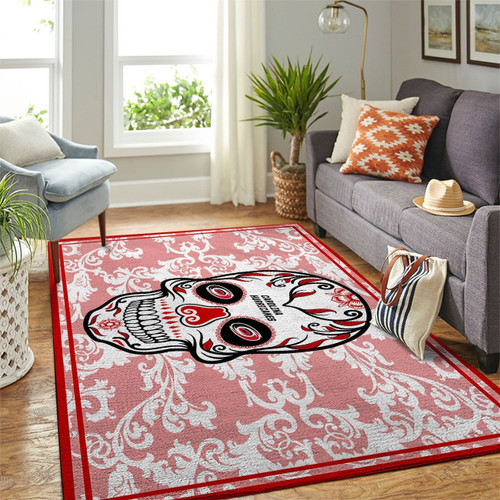 Carolina Hurricanes Nhl Team Logo Skull Flower Style Area Rugs For Living Room Rectangle Rug Bedroom Rugs Carpet Flooring Gift RS135893
