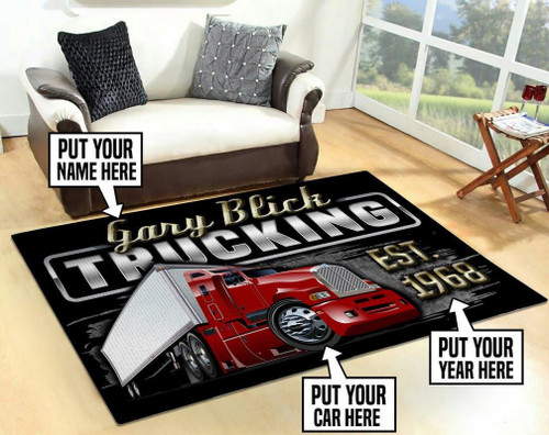 Personalized Trucking Area Rug Carpet Vintage Home Decor Gift Idea