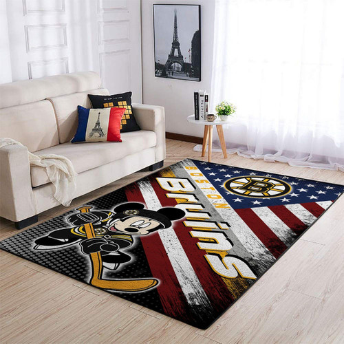 Boston Bruins Nhl Team Logo Mickey Us Style Area Rugs For Living Room Rectangle Rug Bedroom Rugs Carpet Flooring Gift RS135089