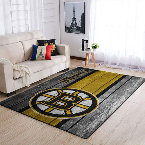 Boston Bruins Nhl Team Logo Wooden Style Area Rugs For Living Room Rectangle Rug Bedroom Rugs Carpet Flooring Gift RS135092