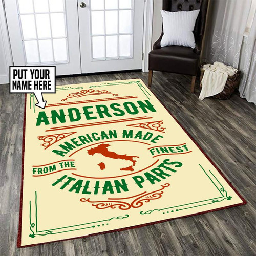 Personalized American Made Italian Part Area Rug Carpet Vintage Home Decor Gift Idea
