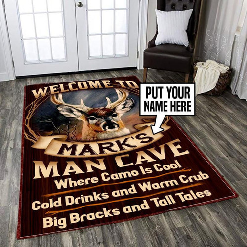 Personalized Hunter Man Cave Area Rug Carpet Vintage Home Decor Gift Idea