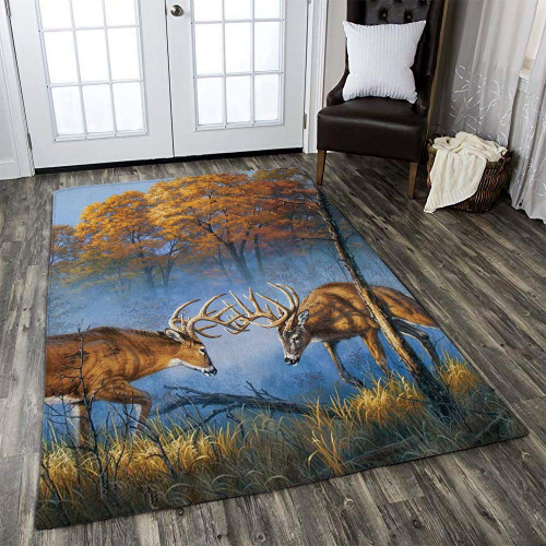 Hunting Deer Art Forest Area Rug Washable Rugs Carpet Kitchen Floor Rugs