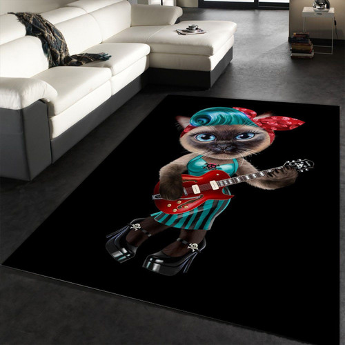 Guitarist Cat Retro Style And Rectangle Rug Decor Area Rugs For Living Room Bedroom Kitchen Rugs Home Carpet Flooring TTG015013