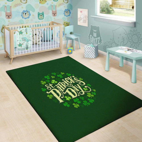 Saint Patrick's Day Green Clover Print Area Rug