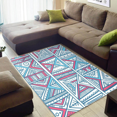Pink And Blue Ethnic Texture African American Area Rug Home Decor