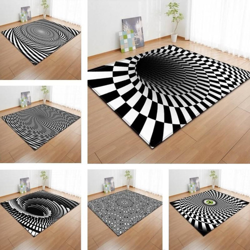 3d Black And White Geometric Swirl 3d Grapic Design Home Decor Rug Carpet