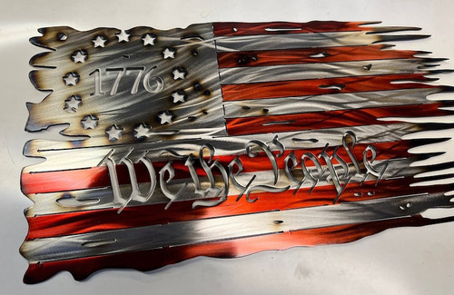American 1776 Metal Flag Retro Style, US Tarreted Flag, Gift For Father's Day