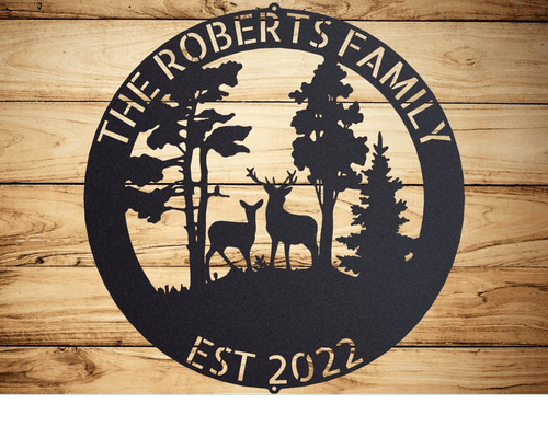 Personalized Deer Metal Cabin Sign Outdoor Hunter Hunting Head Antlers Customized Family Name Door Hanger Custom Last Name Monogram