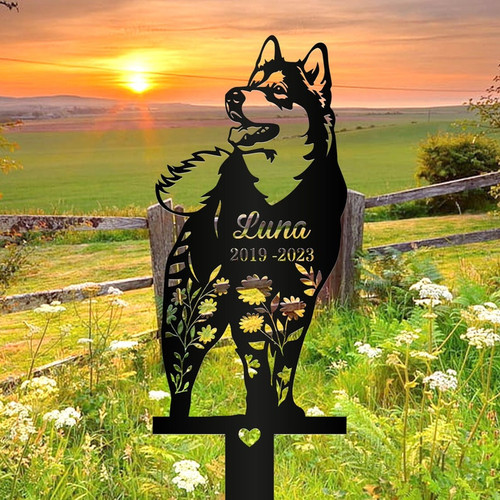 Personalized Siberian Husky Memorial Stake, Siberian Huskies Metal Stake, Sympathy Pet Grave Marker, Remembrance Stake Outdoor