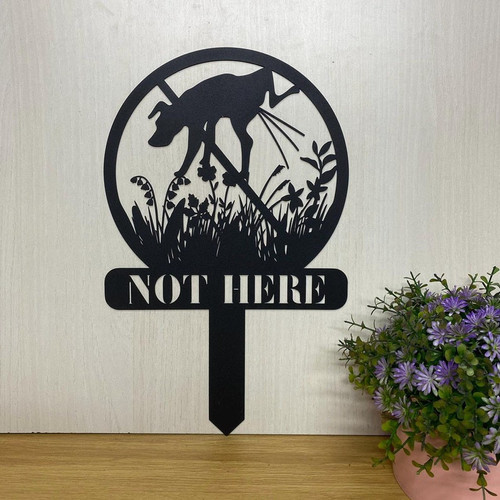 Personalized Not Here Dog Funny Metal Garden Stake Funny Garden Yard Sign Garden Decor