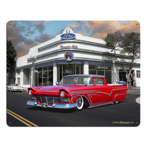1956 Ford Ranchero Kustom Dealership Custom Shape Metal Sign - Vintage Style Retro Garage Art