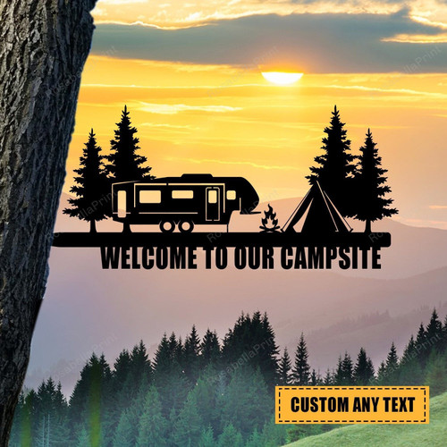 Customized Recreational Vehicle Camping Tree Stake, Garden Metal Art Laser Cut Metal Signs