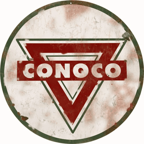 Conoco Gas Station Sign Vintage Aged Or New Style Metal Sign Available Vintage Style Retro Garage Art