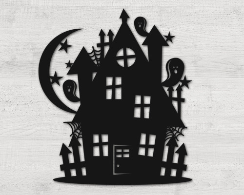 Haunted House Metal Sign Halloween Wall Decor Metal Halloween Decoration Fall Door Hanger Haunted House Halloween Gift