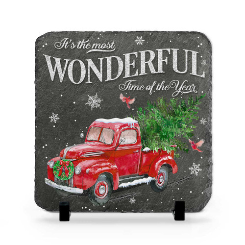 It’s The Most Wonderful Time Of The Year, Red Christmas Truck Stone, Christmas Decorations, Gift for Christmas