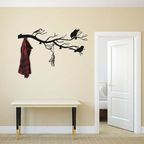 Birds Metal Wall Art Coat Rack , Wall Mounted Coat Rack Hooks, Dressing Rack