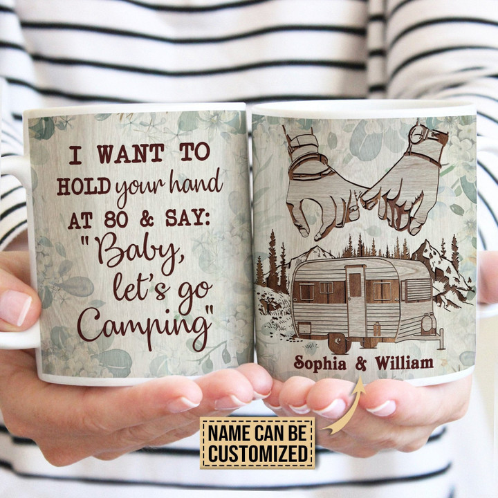 Personalized Camping Pallet Camper Let's Go Camping Customized Mug