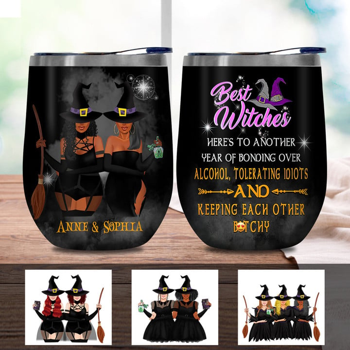 Customized Wine Tumbler 12oz Best Witches Halloween Gift Idea