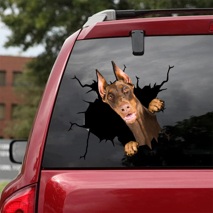Doberman Crack Decal Sticker Car Kawaii Custom Sticker Labels Sister Necklaces, Custom Car Window Decals 12x12IN 2PCS