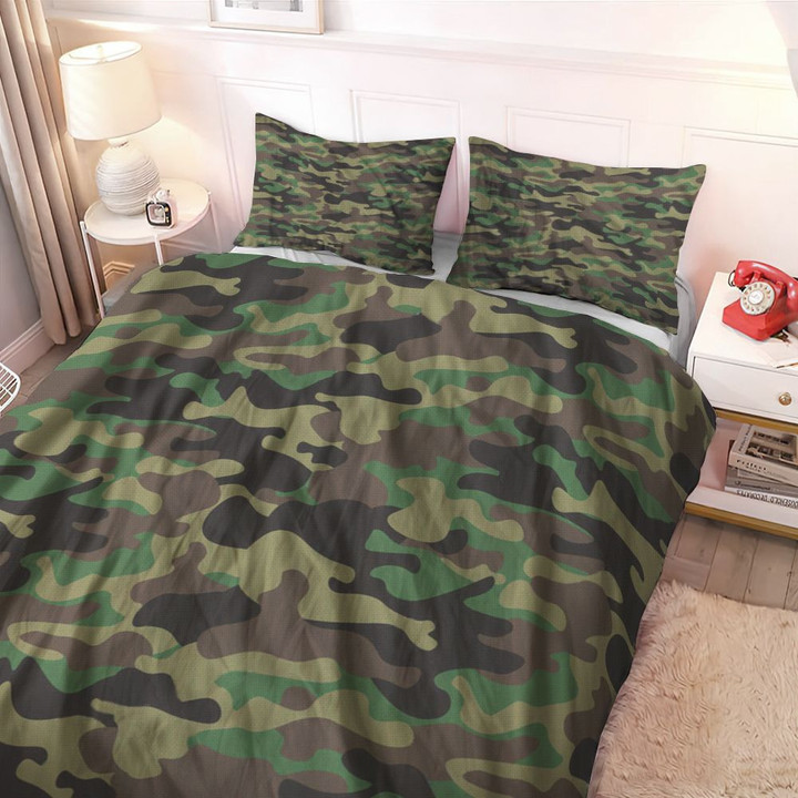 Veterans Soft Duvet Cover Set Army Green Camouflage Bedding Set Duvet (No Comforter) Full King Queen Size Bed Cover Set Duvet With Pillowcases Toptrendygear Bedding Set US Twin