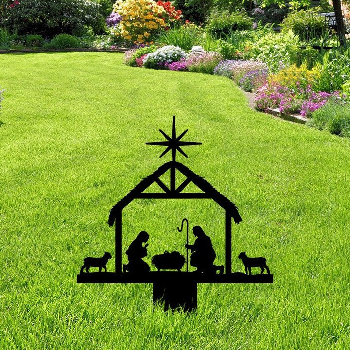 Nativity Metal Yard Signs with LED | without LED light Gift For Christian God Lover Chistmas Gift Xmas Sign Nativity Sign