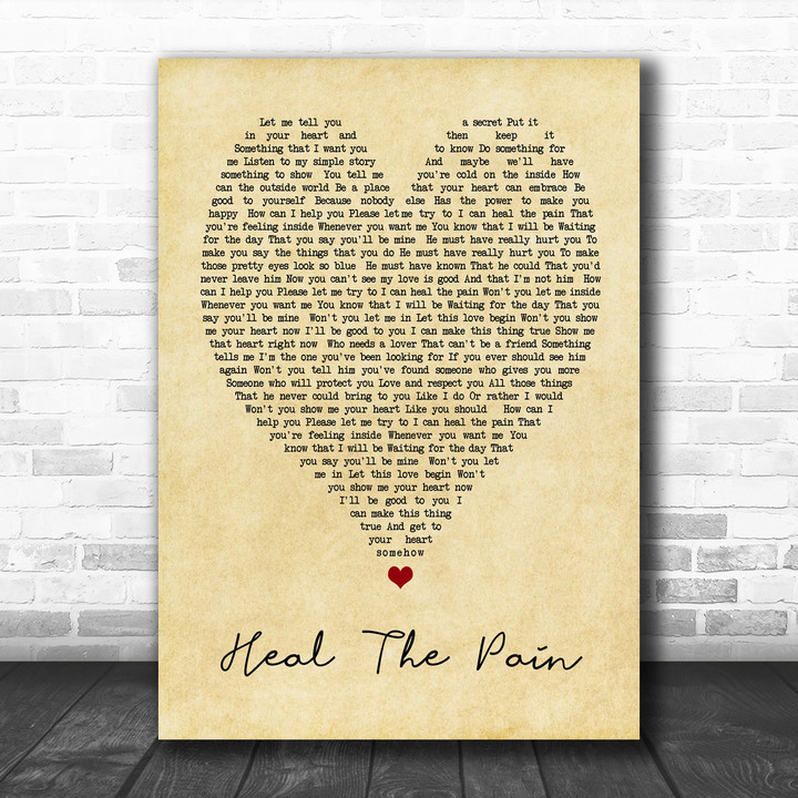 George Michael Heal The Pain Vintage Heart Song Lyric Music Wall Art Print Lyrics Poster Wrapped Canvas Frame Gift