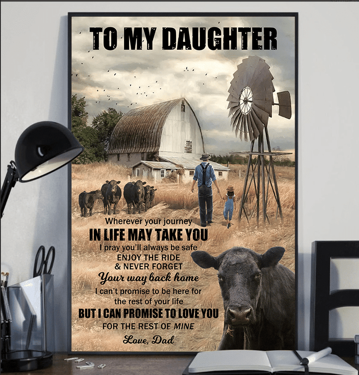 To my daughter cow farm s painting prints SK1717 PTD Poster Canvas Art, Toptrendygear Framed Matte Canvas Prints