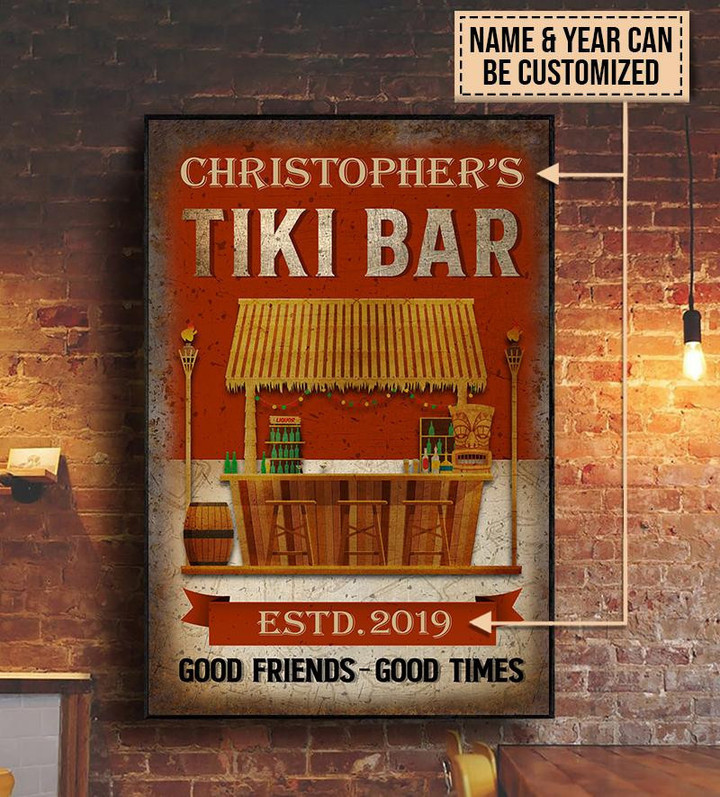 Personalized Bespoke Custom Meaningful Gift Tiki Bar Good Friends Times  Poster Canvas Art, Toptrendygear Framed Matte Canvas Prints