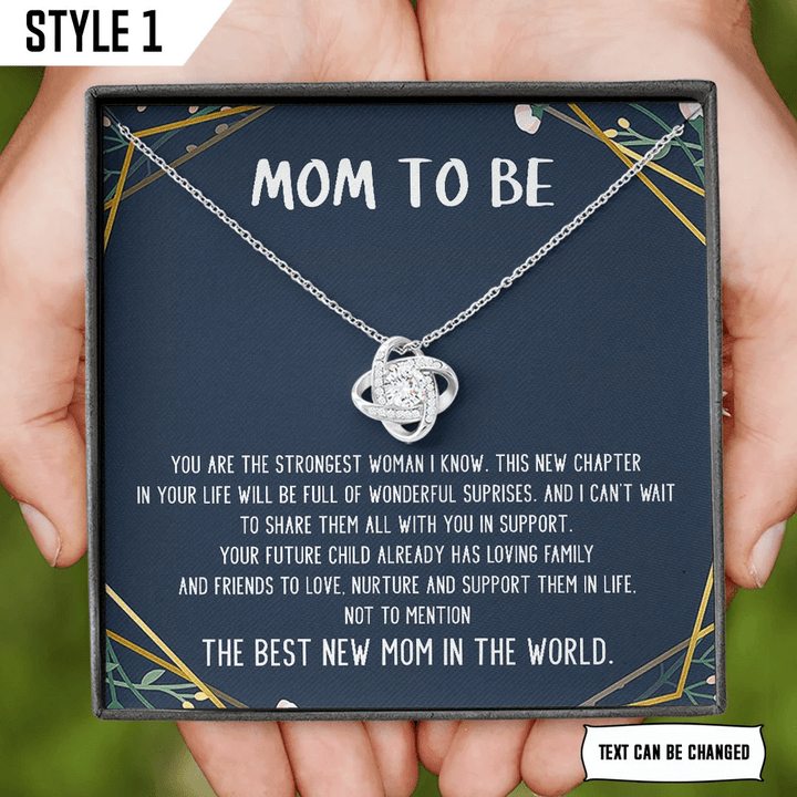 Mom To Be Love Knot Necklace You Are The Strongest Woman I Know Personalized Gift For Expecting Mom Gift For Pregnant Wife