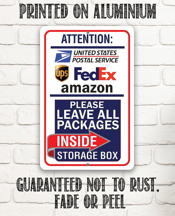 Metal Sign Postal Sign Tin Indoor Outdoor Delivery Area Sign for Home or Office Sign