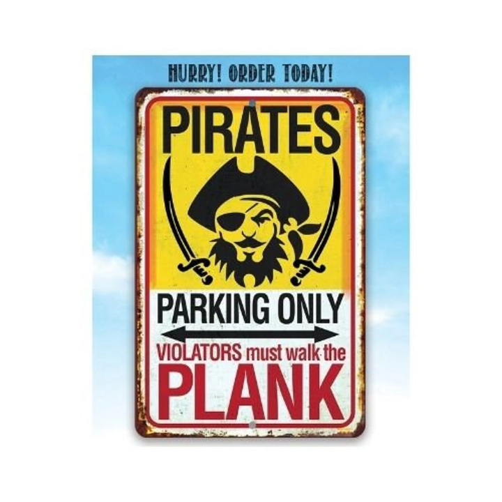 Pirate Parking Aluminum Tin Awesome Metal Poster