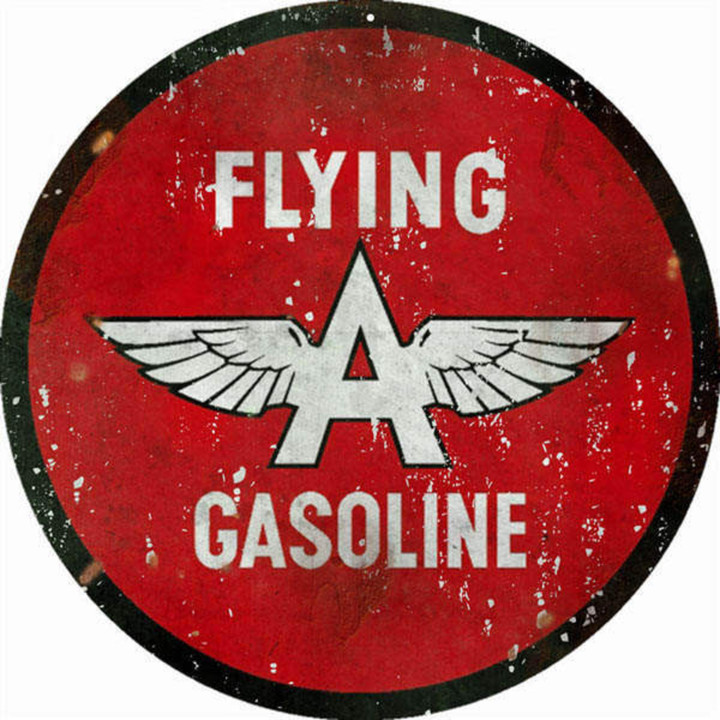 Flying A Gasoline  Aged Style Large Aluminum Metal Sign Vintage Style Retro Garage Art RG