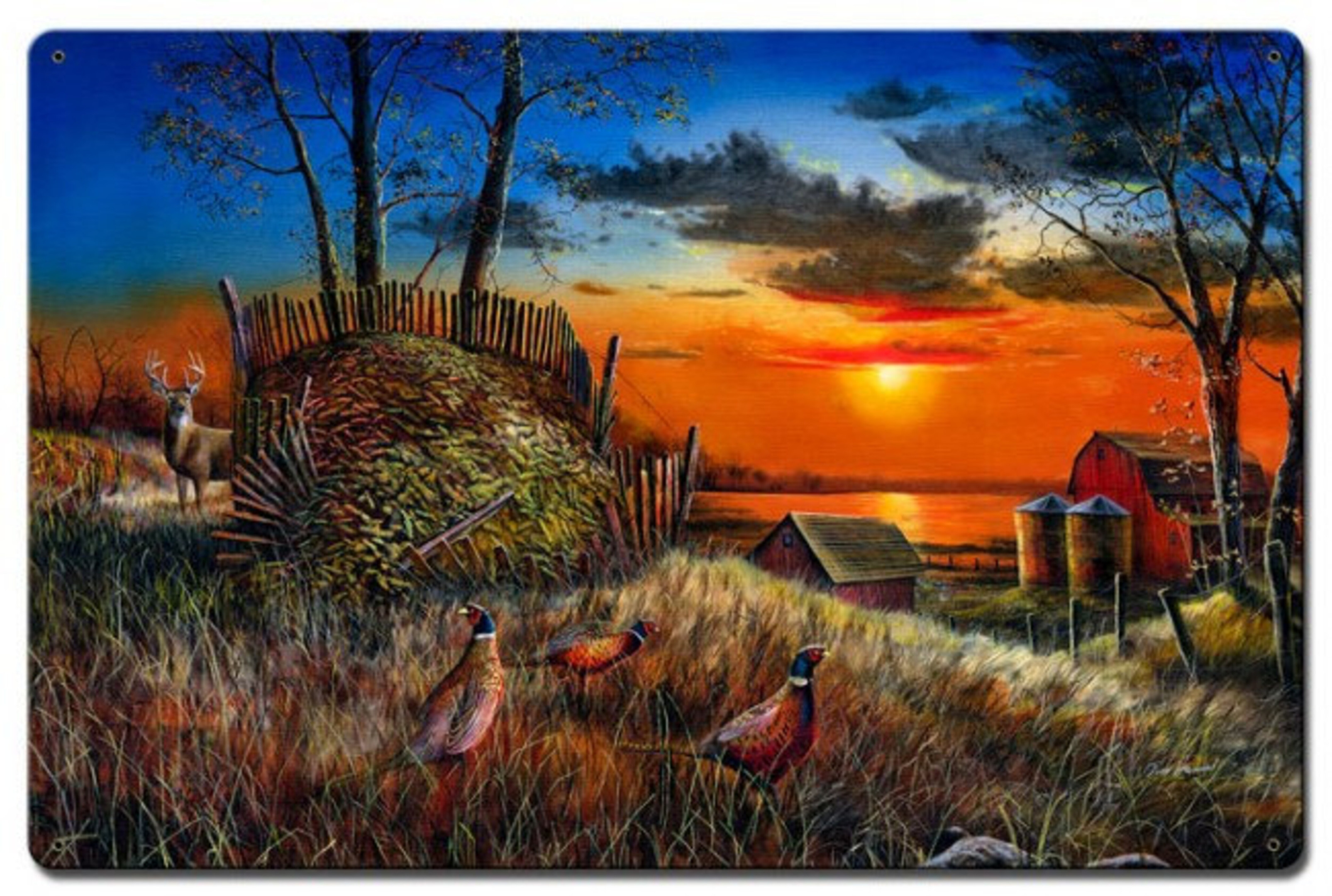 Sharing The Bounty by Jim Hansel Satin Finish Art on Metal Cabin Lodge Country home decor wall art