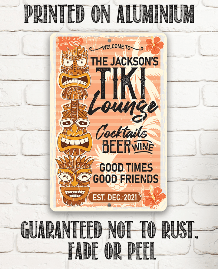Tin Personalized Tiki Lounge Metal Sign Use Indoor Outdoor Decor for Bar