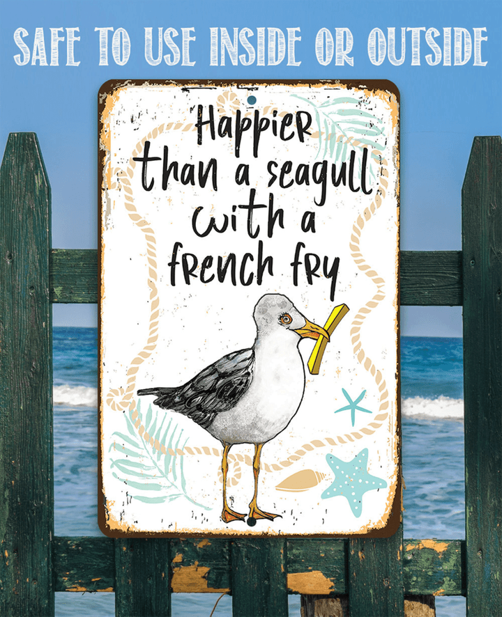 Seagull with French Fry Aluminum Tin Awesome Metal Poster