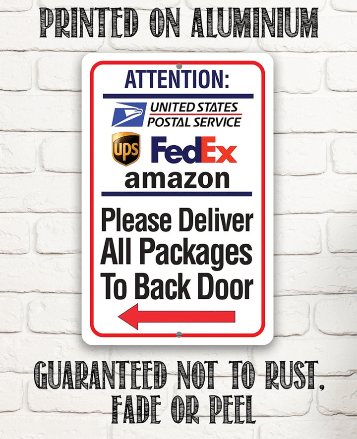 Metal Sign Postal Sign Tin Indoor Outdoor Delivery Area Sign for Home or Office Sign