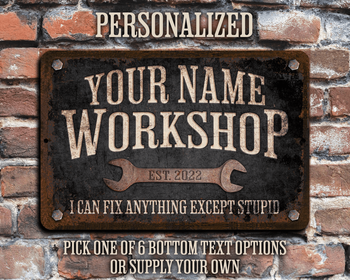 Custom Workshop Sign Dads Workshop Metal Garage Sign Personalized Gift for Him