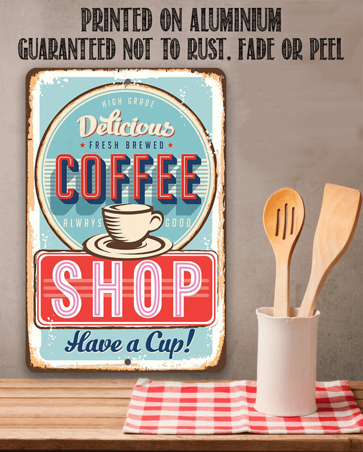 Delicious Fresh Brewed Coffee Aluminum Tin Awesome Metal Poster